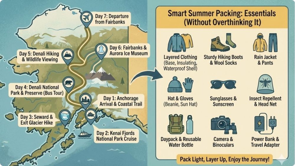 7 day alaska itinerary summer smart packing list